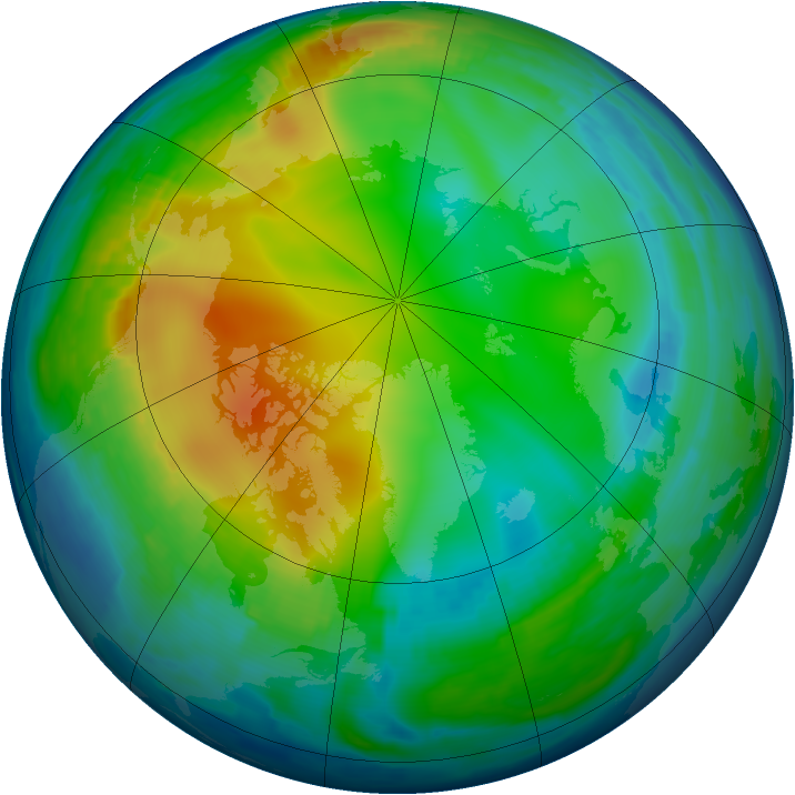 Arctic ozone map for 12 December 1996